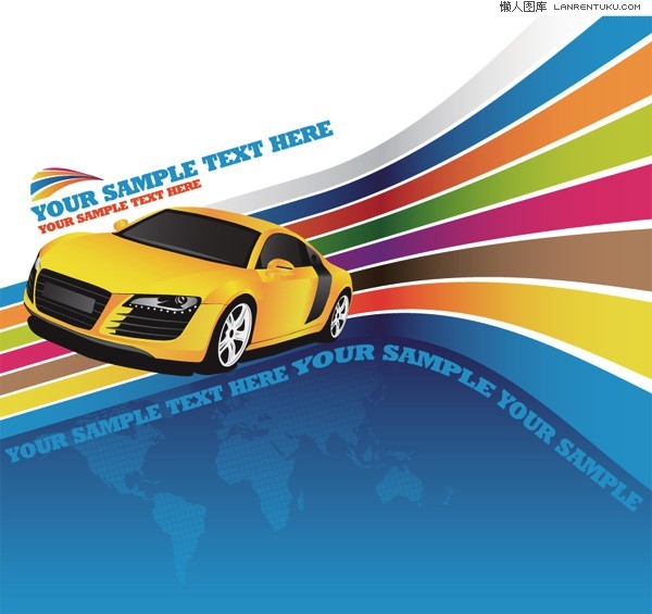 Cool sports cars and the trend of the background vector material