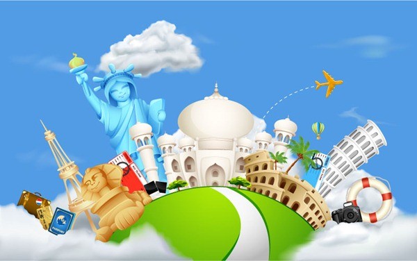 Creative Cartoon World Travel background