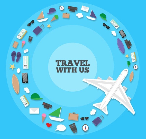 Creative combination of ring travel element vector graphics