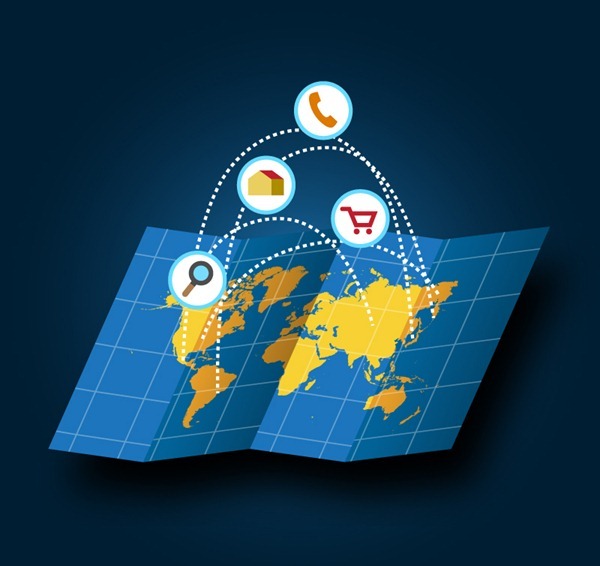 Creative folding map vector graphics