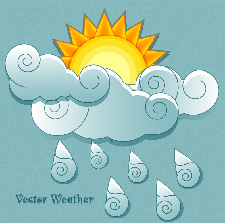 Creative sun rain illustrator vector material