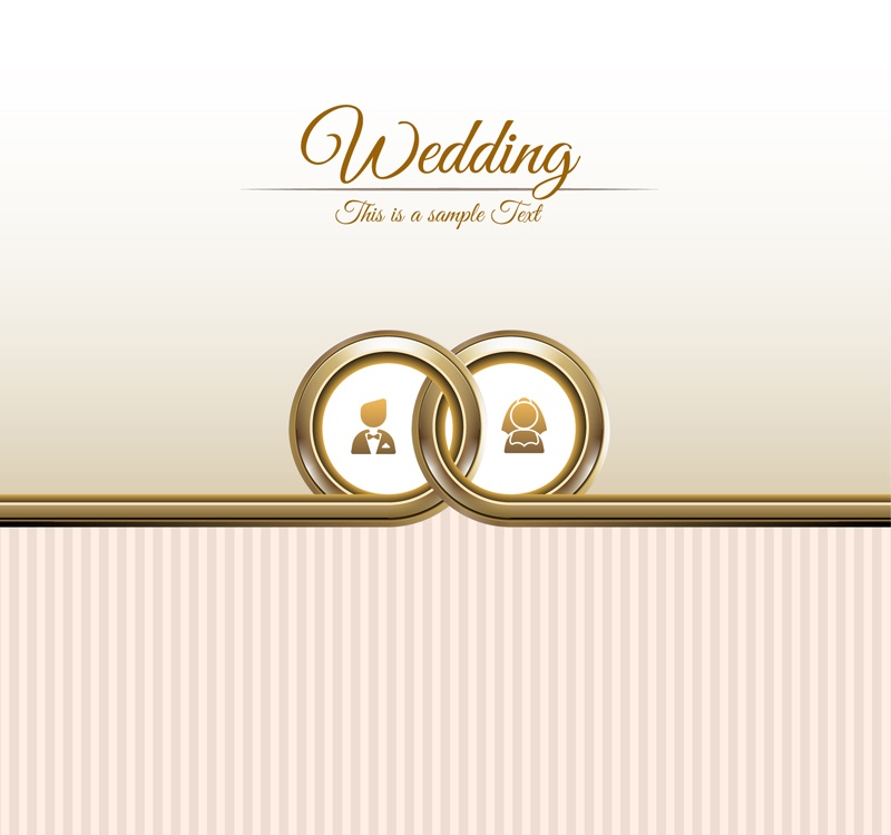 Creative wedding invitations wedding ring design vector material