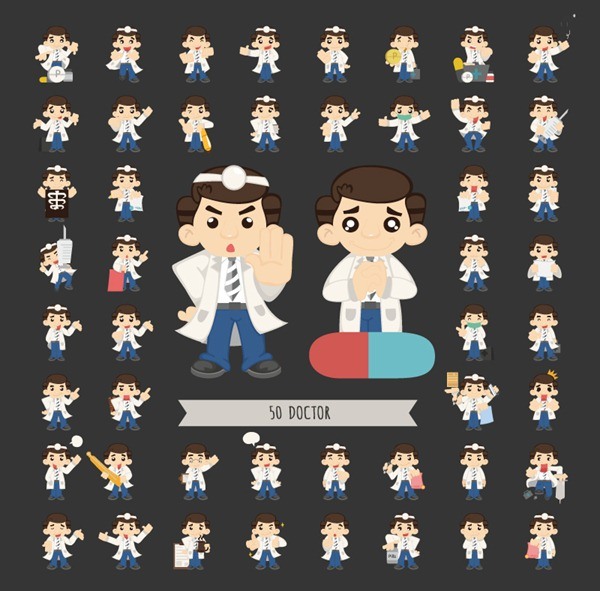 50 design models cartoon doctors