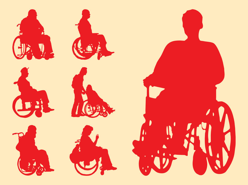 Disabled People Silhouettes Vector Art & Graphics