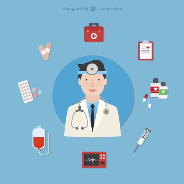 Doctor with medical icons