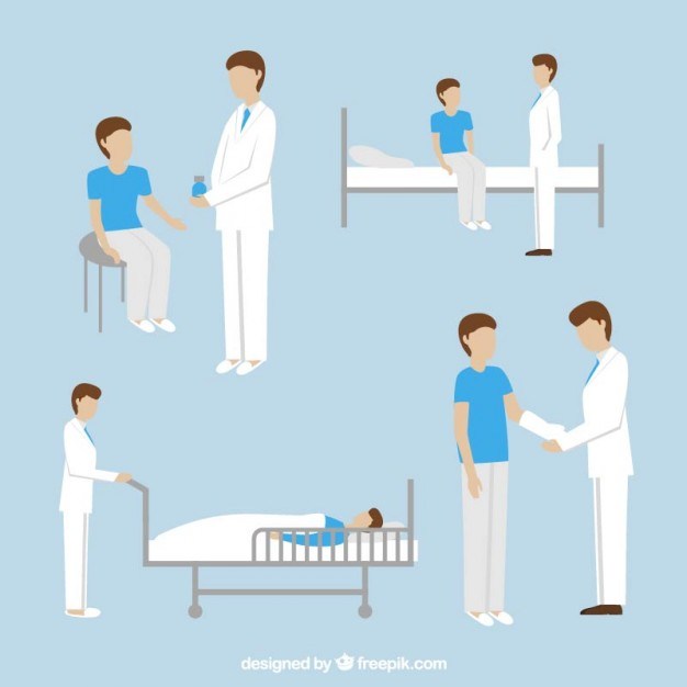 Doctor with patient in different situations