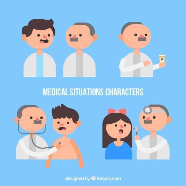 Doctors with patients
