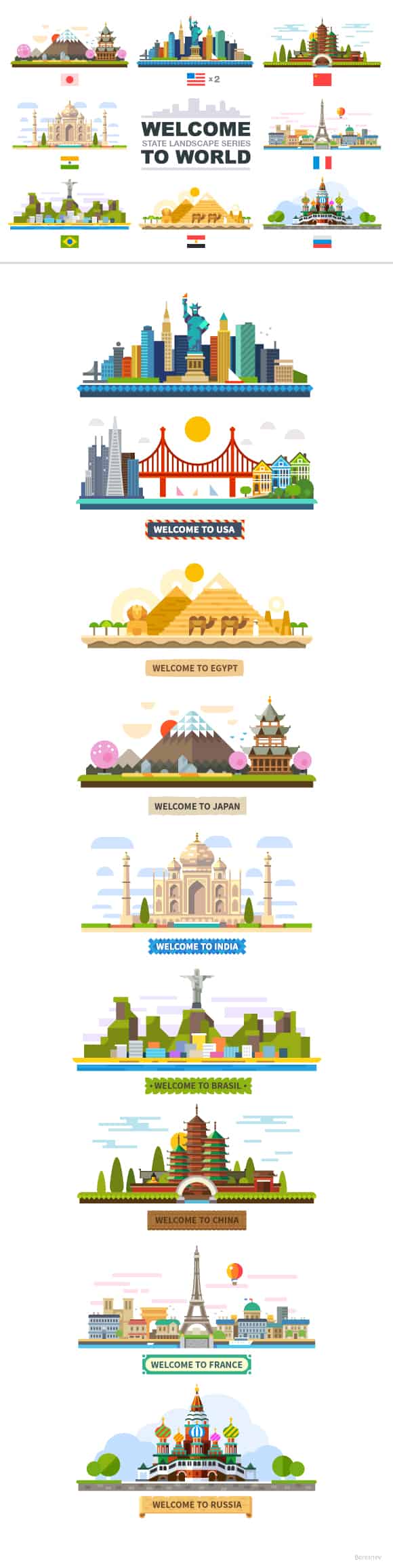 Welcome to world, flat landscape series