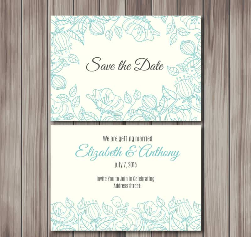 Elegant hand-painted pattern vector wedding card design
