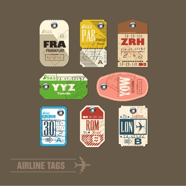 8 exquisite air baggage tag vector graphics