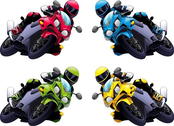 4 fashion motorcycle racer vector graphics