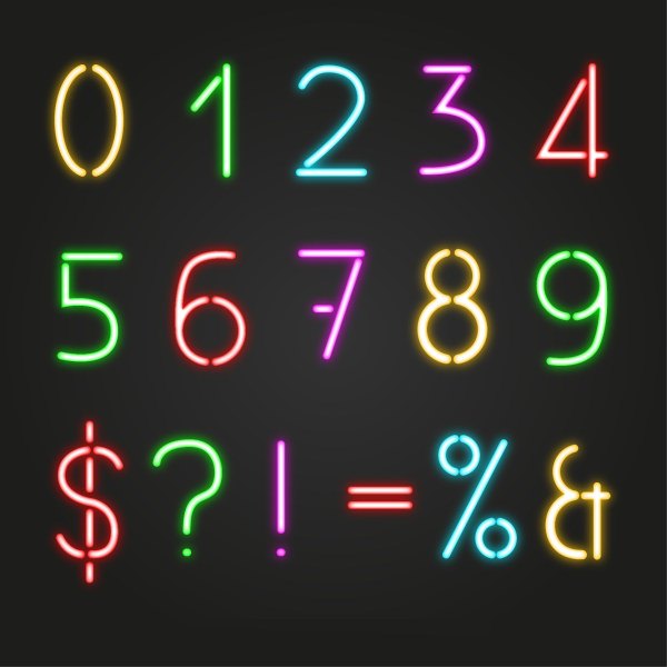 Fluorescent Arabic numerals