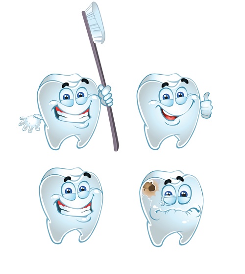 Funny tooth with health vector icons set 02