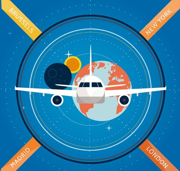 Global business jet illustration