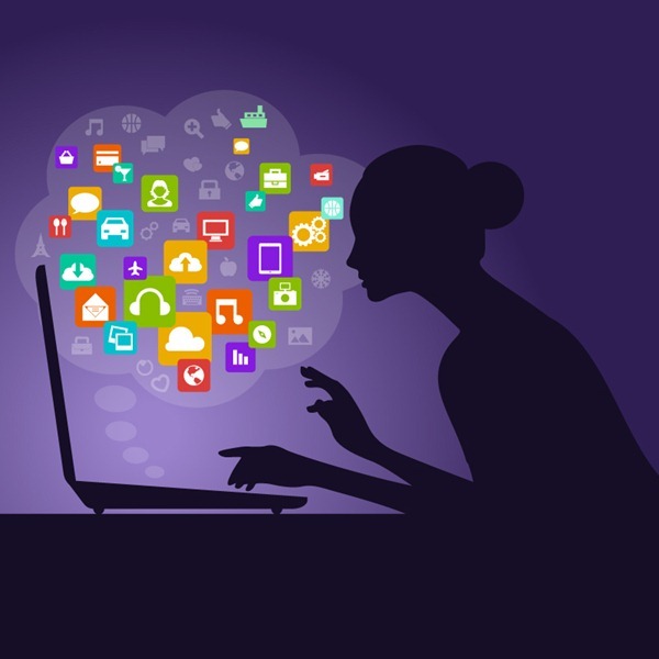 Internet woman silhouette illustrator vector graphics
