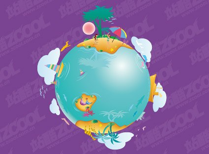 Leisure life on the earth illustrator vector material