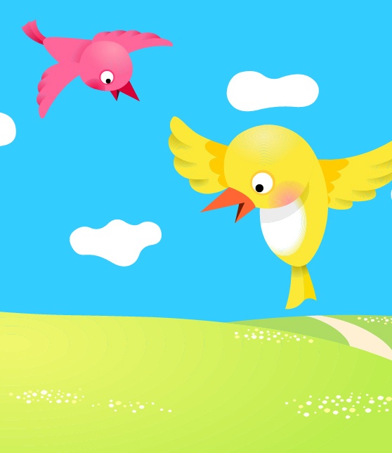 Lovely sky birdie two vector material
