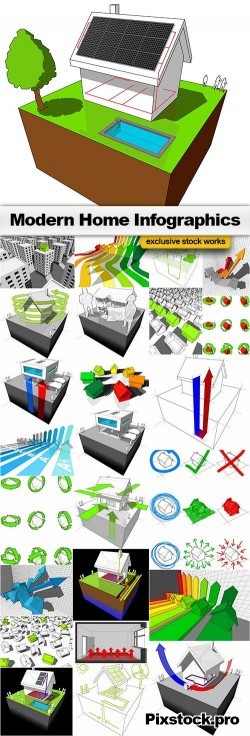 Modern Home Infographics – 25x EPS