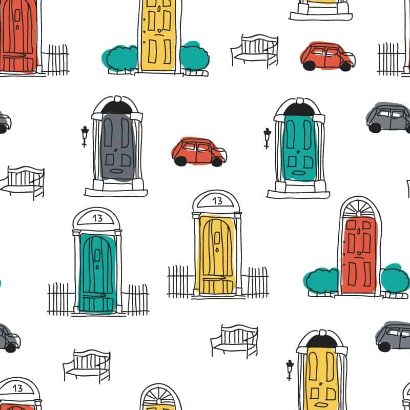 Opening car doors and painted background vector