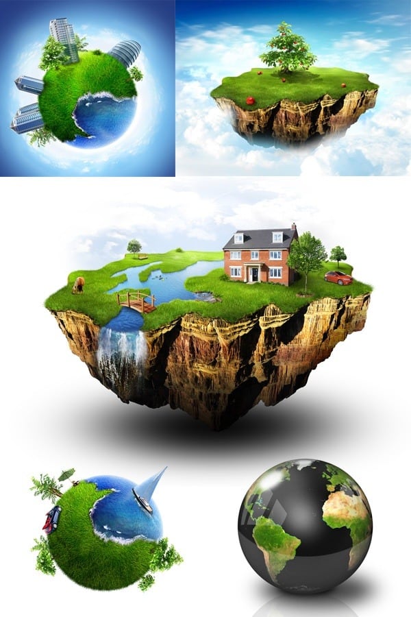 global village beautiful HD picture material (5P)