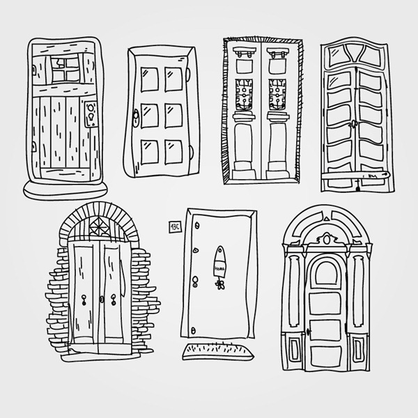 7-painted door design vector graphics
