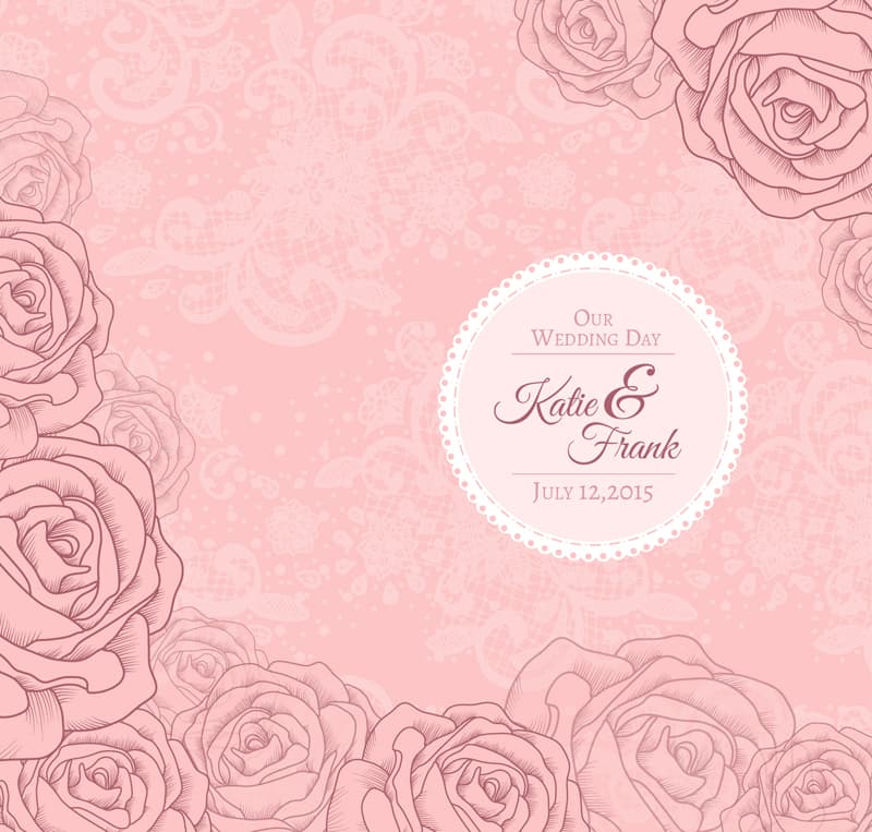 Painted pink rose wedding invitation design