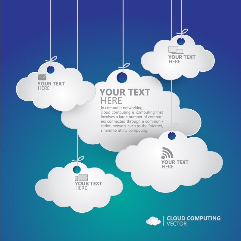 Paper-cut hanging cloud infographic vector material