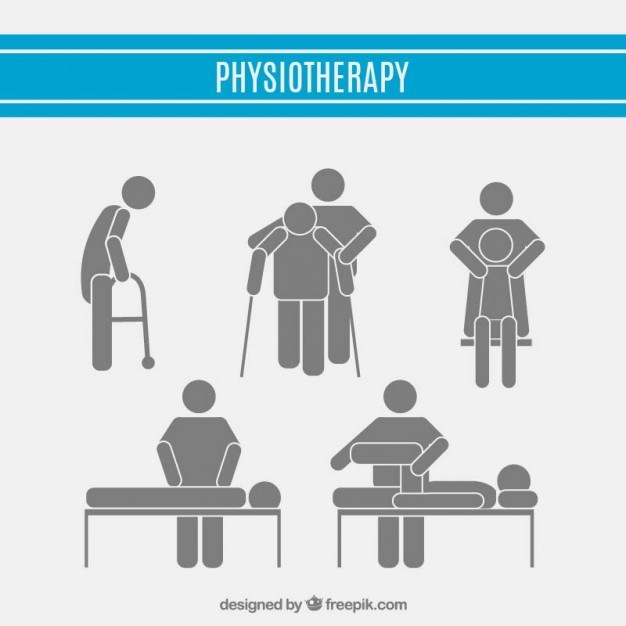 Physiotherapy pictograms set
