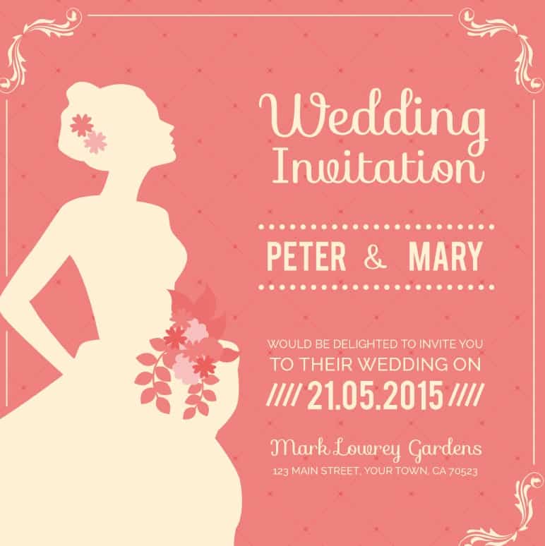 Pink wedding invitations bride vector material
