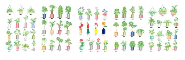 Plant flowers element vector material -1