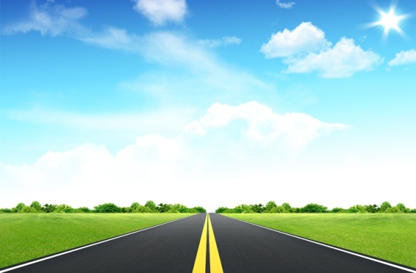 grass, sky, road psd material