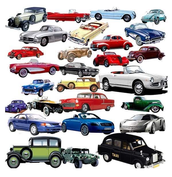 a variety of retro car psd material