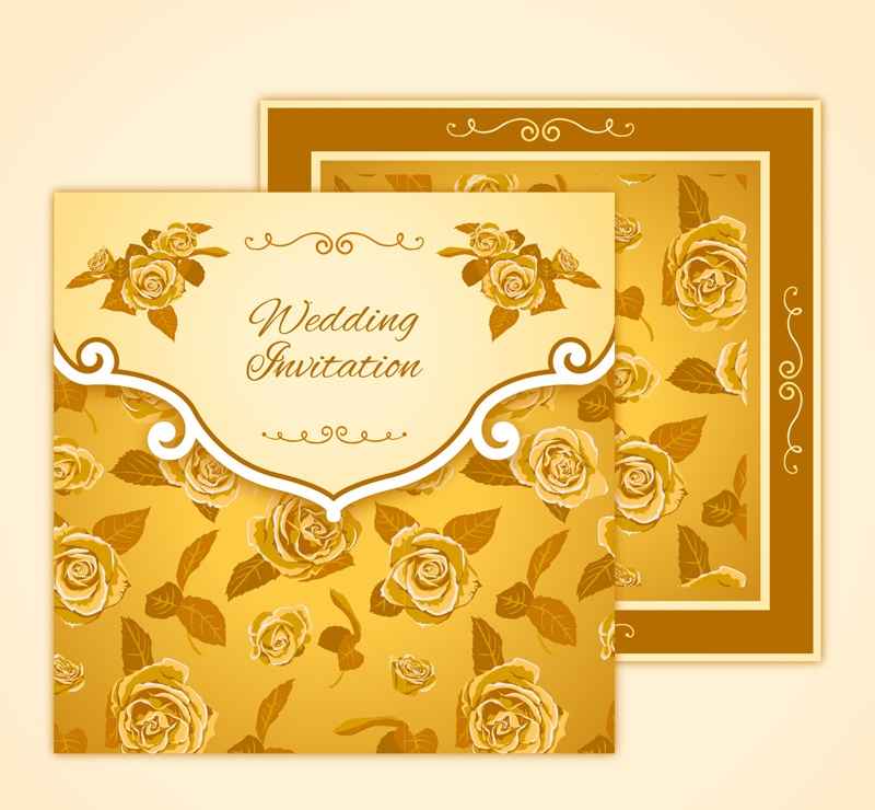 Rose gold wedding invitations vector design
