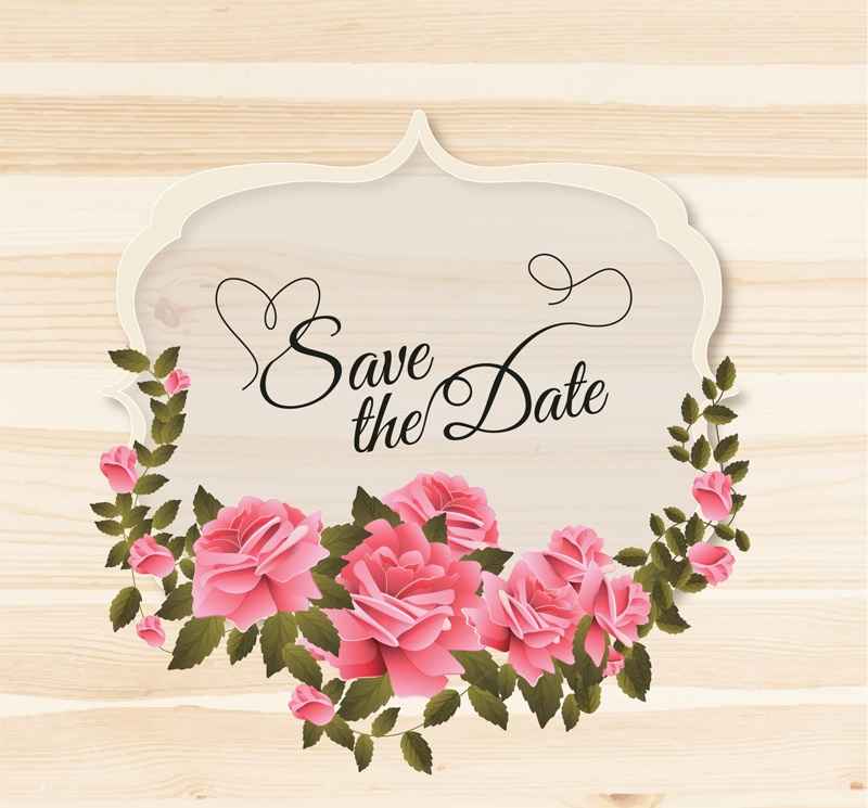 Rose Wedding label vector material
