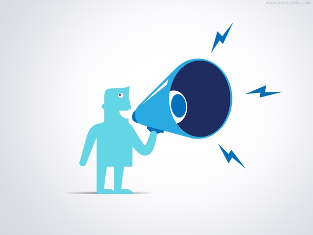 Shouting with megaphone