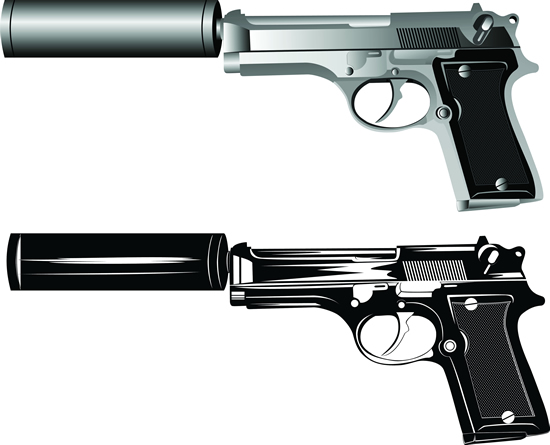 Silencer pistol vector material