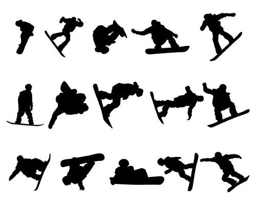Sport silhouette vector graphic set 04 download