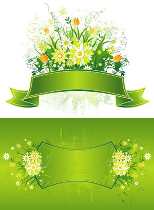 Spring banner pattern vector material