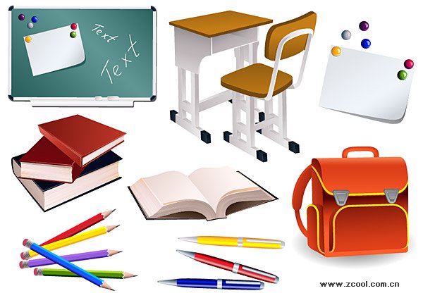 Students school supplies Vector material