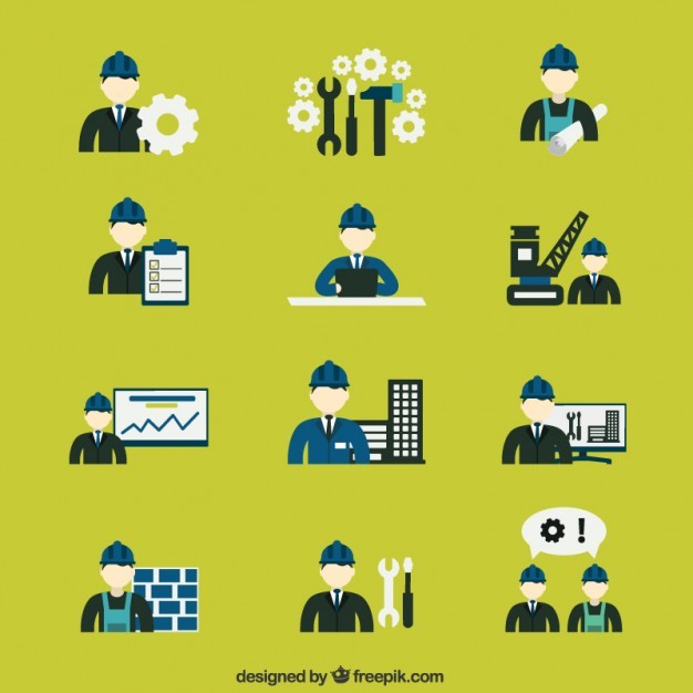 Variety of construction engineer icons