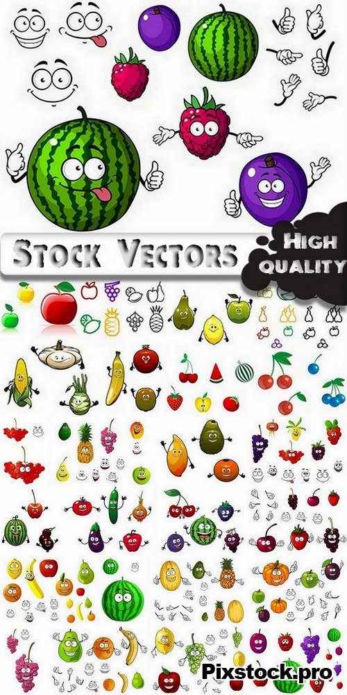 Vegetables and Fruits Set in vector – 25 Eps