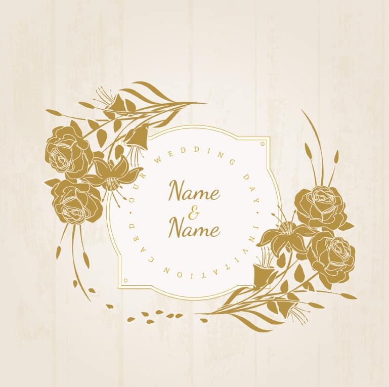 Vintage floral wedding invitation card design