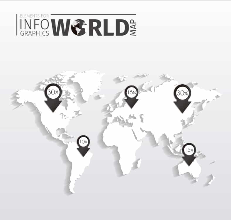 White map infographic design elements vector