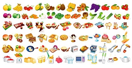 various types of food the food element vector material