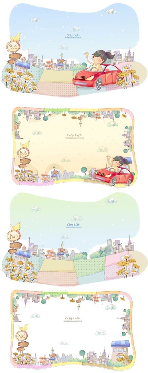 Children’s Garden City landscape vector material