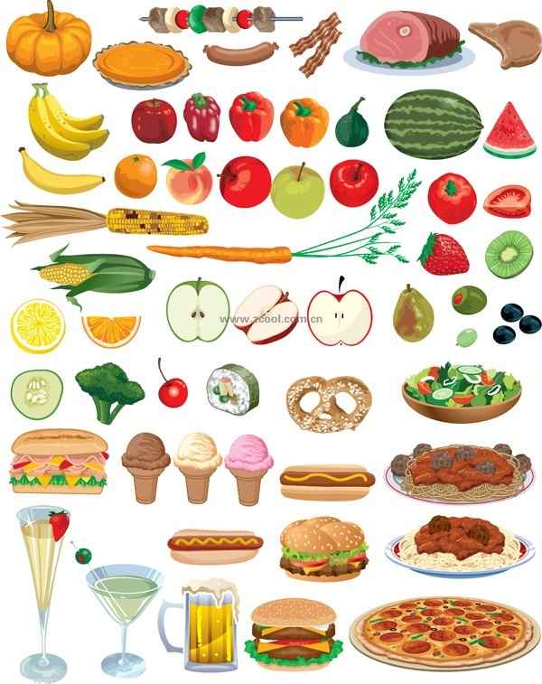 Fruits and vegetables vector material Food