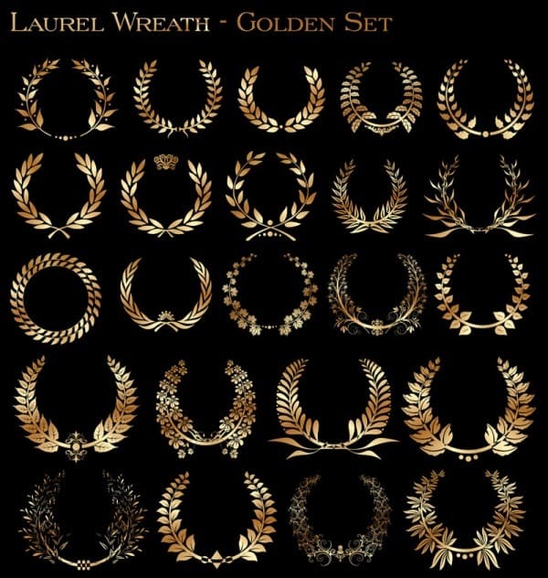 gold laurel wreath vector material 01