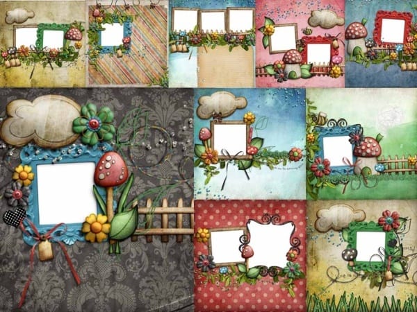 Shape Collage 10 models cute mushroom photo frame