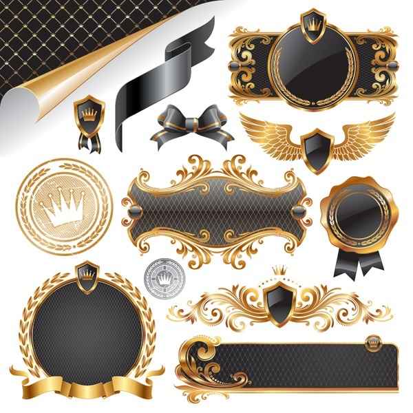 Continental gorgeous decorative element vector material