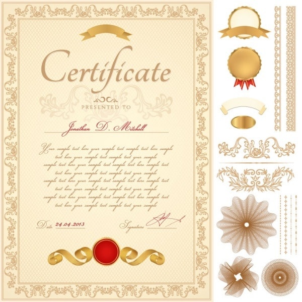 01- certificate template vector material